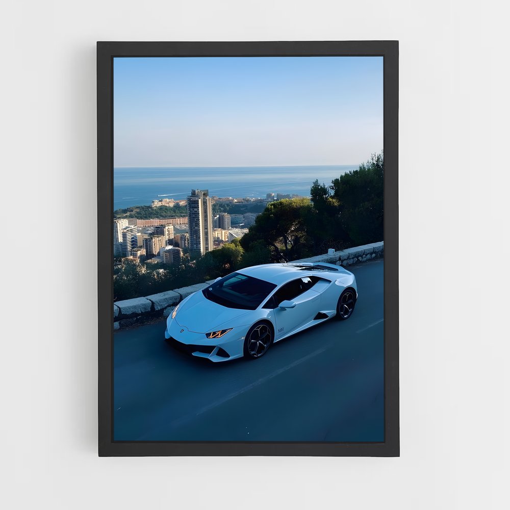 Poster Huracan Blanc – affiche Lamborghini (vue 2)